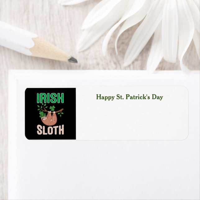Happy St. Patrick's Day Sloth Rücksendetikett (Insitu)
