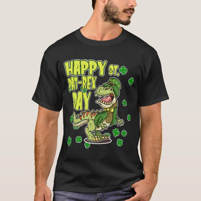 Happy St Patricks Day St Pat Rex Rex Kleeblatt C T-Shirt (Vorderseite)