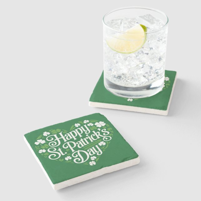 Happy St Patrick's Day Steinuntersetzer (Seitenansicht)