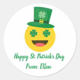 Happy St_. Patricks Day Sticker- EMOJI Runder Aufkleber