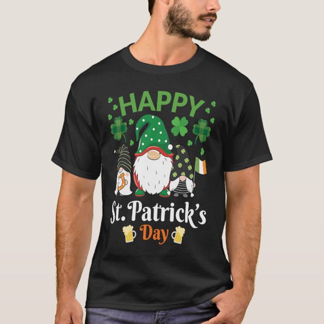 Happy St Patrick's Day Three Gnome Irish Flag Sham T-Shirt (Vorderseite)