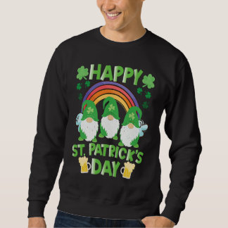 Happy St Patrick's Day Three Gnome Irish Shamrock  Sweatshirt