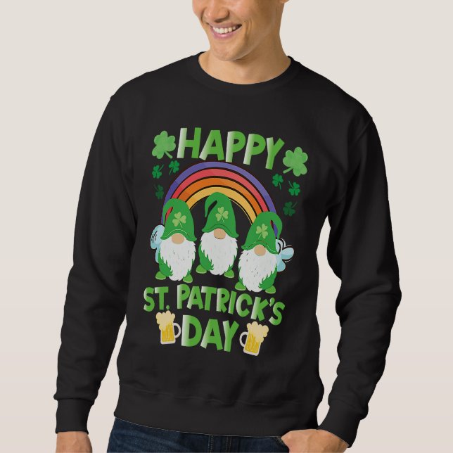 Happy St Patrick's Day Three Gnome Irish Shamrock  Sweatshirt (Vorderseite)