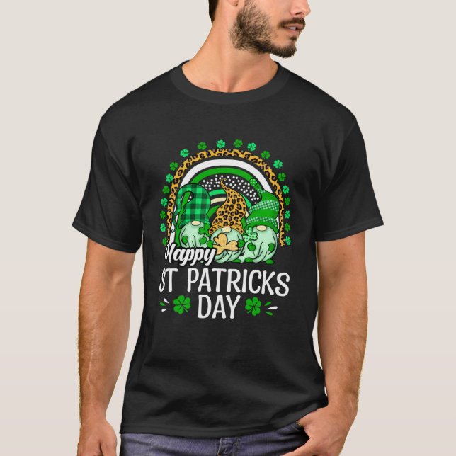 Happy St Patrick's Day Three Gnome Irish Shamrock  T-Shirt (Vorderseite)