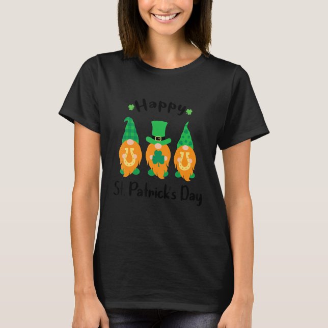 Happy St Patricks Day Three Gnomes Kleeblatt Essen T-Shirt (Vorderseite)