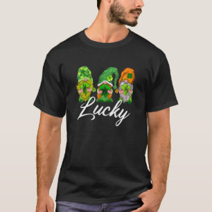 Happy St Patrick's Day Three Gnomes Lucky Green Sh T-Shirt
