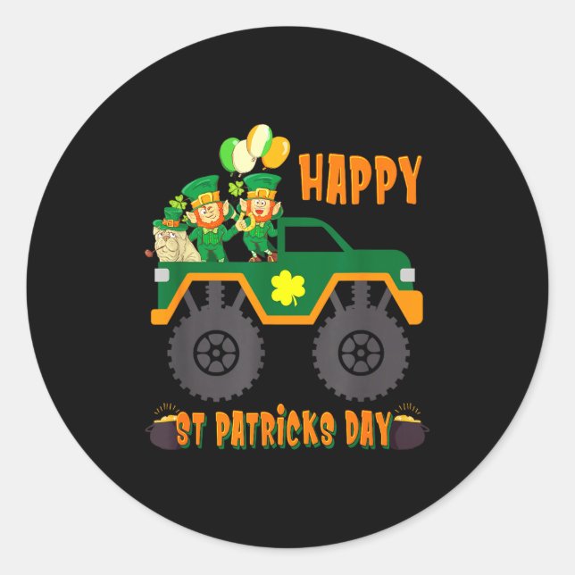 Happy St Patricks Day Toddler Boys Girls Monster T Runder Aufkleber (Vorderseite)