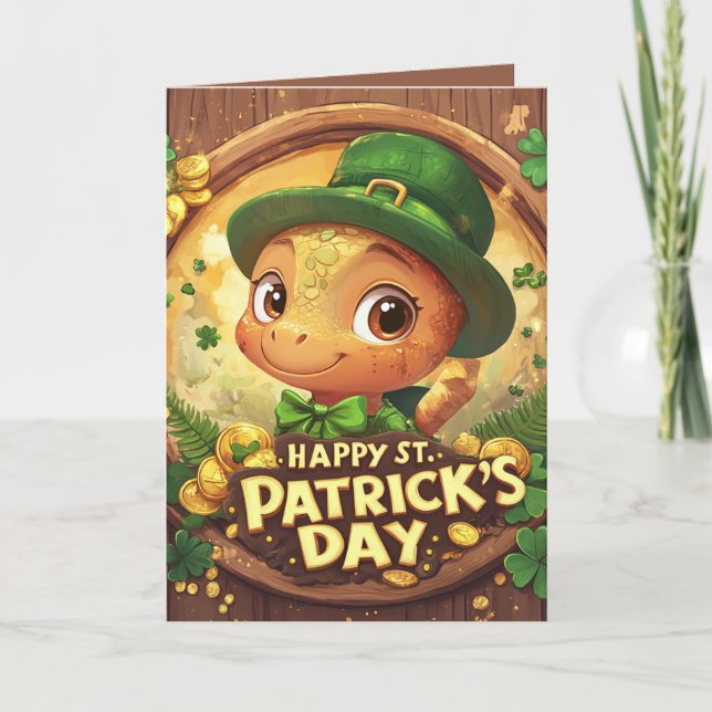 Happy St. Patrick's Day und drei Leprechaun Karte (Vorderseite)
