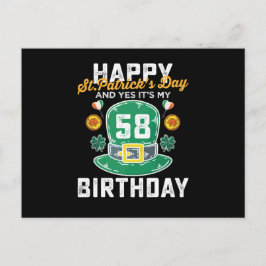 Happy St Patricks Day und ja sein 58 Geburtstag Postkarte