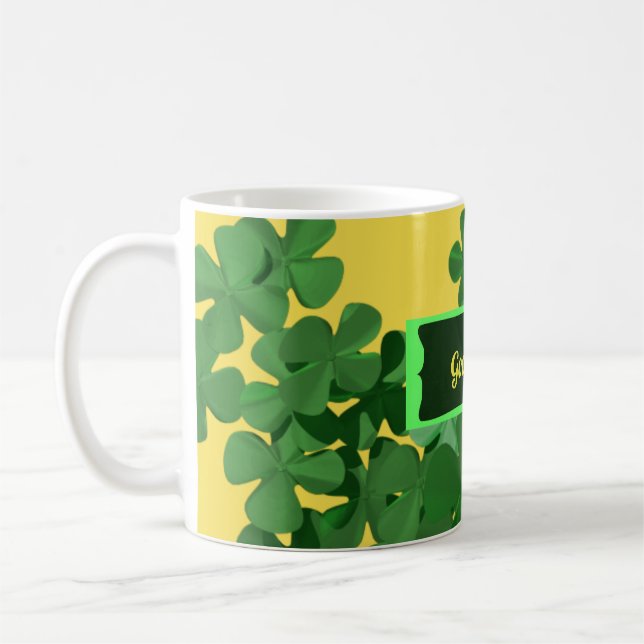 Happy St Patrick's Day und Viel Glück Kaffeetasse (Links)
