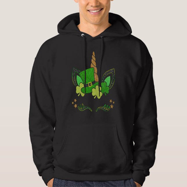 Happy St Patrick's Day  Unicorn Lucky Shamrock Iri Hoodie (Vorderseite)