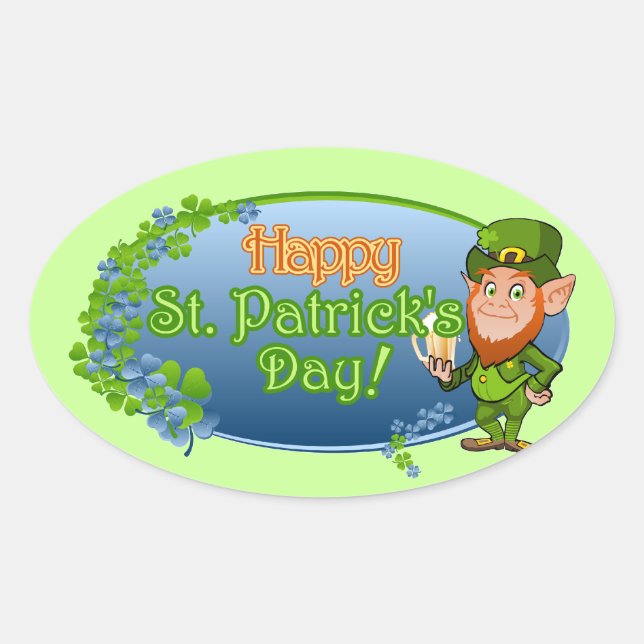 Happy St. Patrick's Day (Ver 2) Ovaler Aufkleber (Vorderseite)