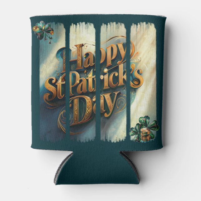 Happy St. Patrick's Day Vertical Brushstroke Dosenkühler (Vorderseite)
