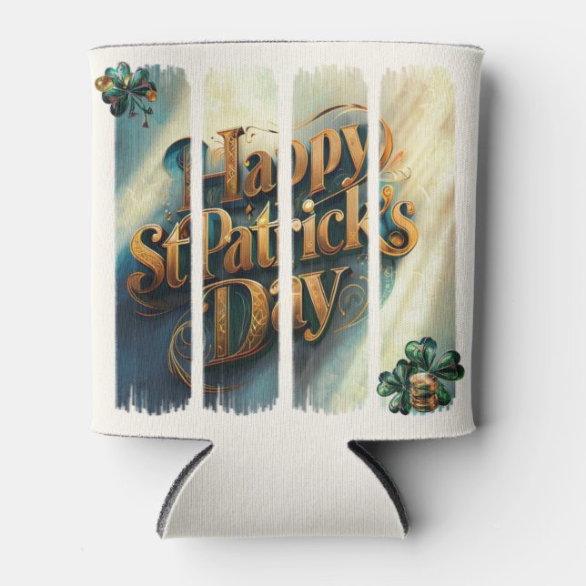 Happy St. Patrick's Day Vertical Brushstroke Dosenkühler (Vorderseite)