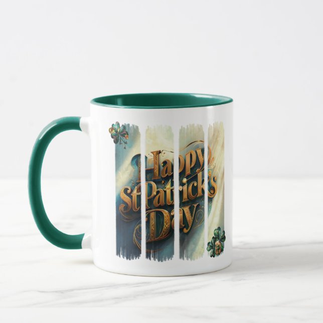 Happy St.Patrick's Day Vertical Brushstroke Tasse (Links)
