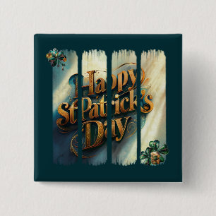 Happy St Patrick's Day Vertikaler Pinselstrich Button