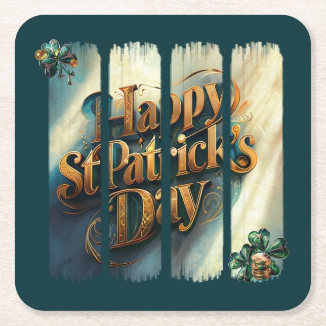 Happy St.Patrick's Day Vertikaler Pinselstrich Rechteckiger Pappuntersetzer (Vorderseite)