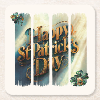 Happy St.Patrick's Day Vertikaler Pinselstrich Rechteckiger Pappuntersetzer