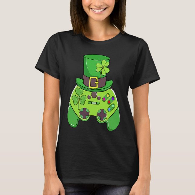 Happy St Patrick's Day  Video Game Lucky Shamrock  T-Shirt (Vorderseite)