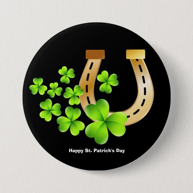 Happy St. Patrick's Day Viel Glück Horse Shoe Button (Vorderseite)