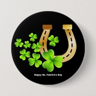 Happy St. Patrick's Day Viel Glück Horse Shoe Button