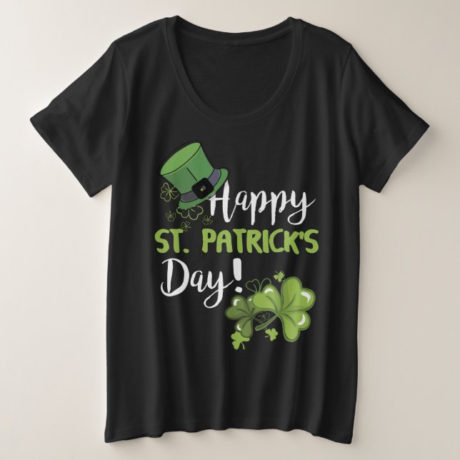 Happy St. Patrick's Day Viele Kleeblatt Green Große Größe T-Shirt (Design vorne)