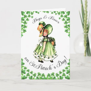 Happy St. Patrick's Day Vintag Little Irish Girl Karte