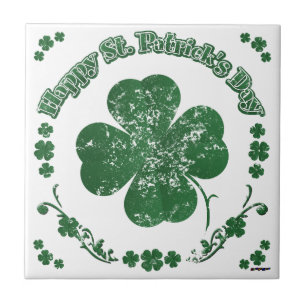 Happy St. Patrick's Day - Vintager Stil Fliese