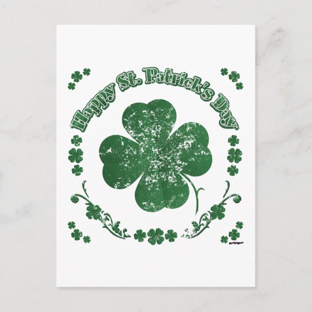 Happy St. Patrick's Day - Vintager Stil Postkarte (Vorderseite)