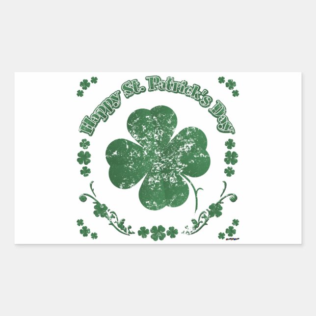 Happy St. Patrick's Day - Vintager Stil Rechteckiger Aufkleber (Vorderseite)
