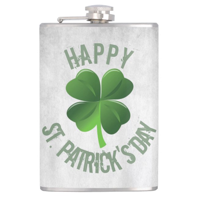 Happy St. Patrick's Day Vinyl Wrapped Flask Flachmann (Vorderseite)
