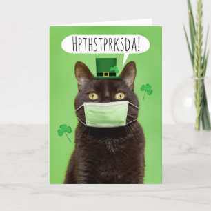 Happy St. Patrick's Day Vortrag Katze im Gesicht M Feiertagskarte