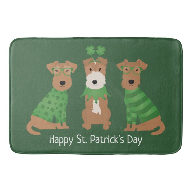 Happy St Patricks Day Welsh Wire Fox Terrier Dogs Badematte (Vorderseite)
