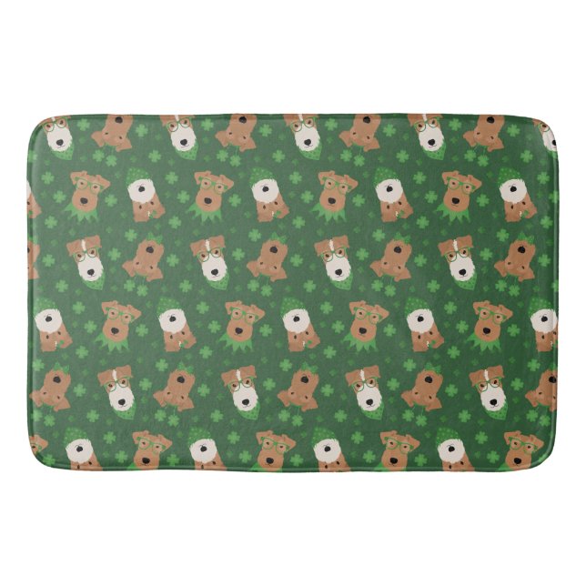 Happy St Patricks Day Welsh Wire Fox Terrier Dogs Badematte (Vorderseite)
