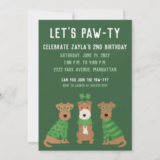 Happy St Patricks Day Welsh Wire Fox Terrier Dogs Einladung