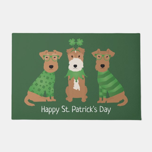 Happy St Patricks Day Welsh Wire Fox Terrier Dogs Fußmatte (Vorderseite)