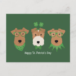 Happy St Patricks Day Welsh Wire Fox Terrier Dogs Postkarte