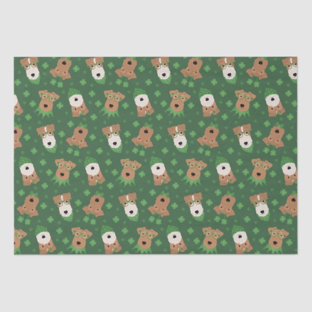 Happy St Patricks Day Welsh Wire Fox Terrier Dogs Seidenpapier (Vorderseite)