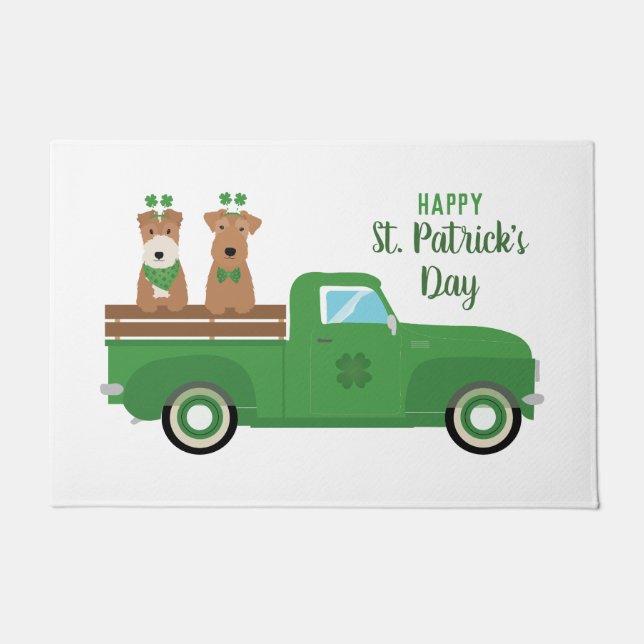 Happy St Patricks Day Wire Fox Terrier Dog Fußmatte (Vorderseite)