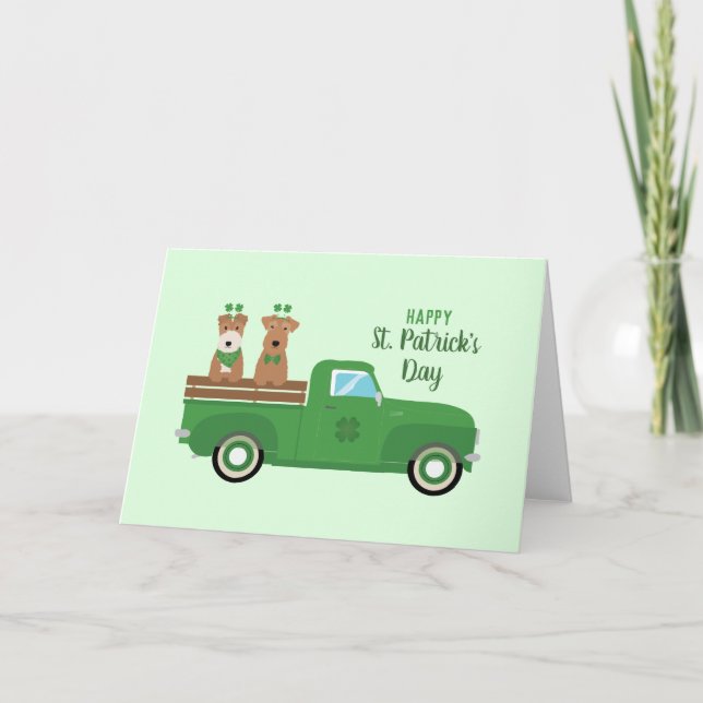 Happy St Patricks Day Wire Fox Terrier Dog Karte (Vorderseite)