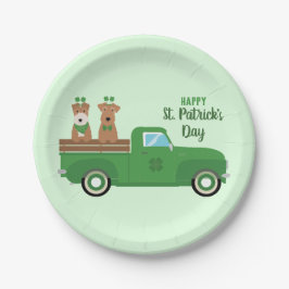 Happy St Patricks Day Wire Fox Terrier Dog Pappteller