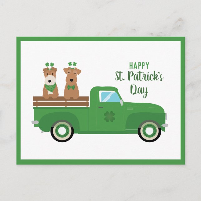 Happy St Patricks Day Wire Fox Terrier Dog Postkarte (Vorderseite)