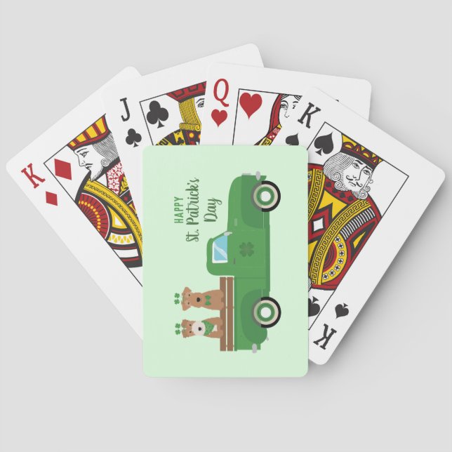 Happy St Patricks Day Wire Fox Terrier Dog Spielkarten (Rückseite)