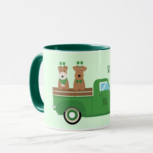 Happy St Patricks Day Wire Fox Terrier Dog Tasse (Vorderseite Links)
