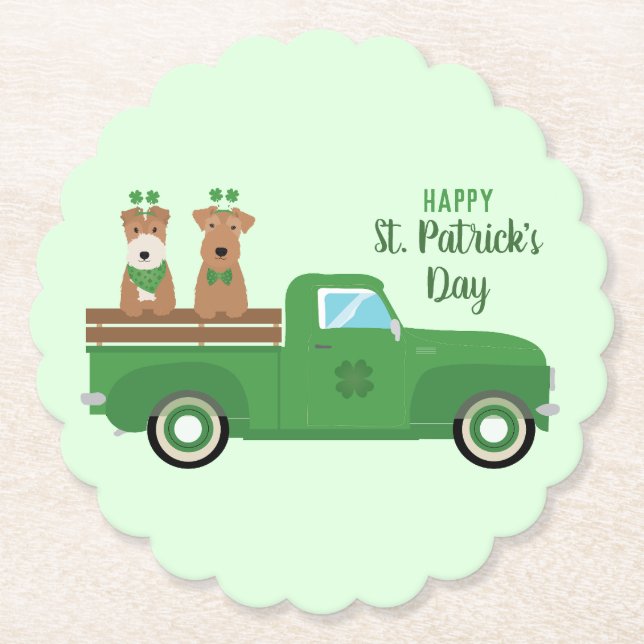 Happy St Patricks Day Wire Fox Terrier Dog Untersetzer (Vorderseite)