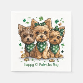 Happy St. Patrick's Day Yorkshire Terrier Dogs Serviette