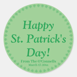 Happy St. Patrick's Day Zoll Text Klee grün Runder Aufkleber