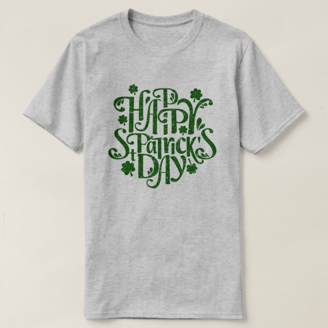 Happy St Patrick's Elegant Day Retro Typografie T-Shirt (Design vorne)