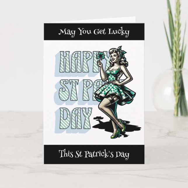 Happy St Patrick's Funny Pinup Girl Karte (Vorderseite)