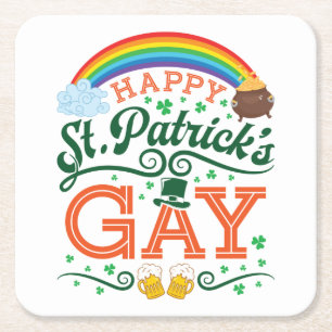 Happy St. Patricks Gay LGBTQ Pride Rainbow Rechteckiger Pappuntersetzer